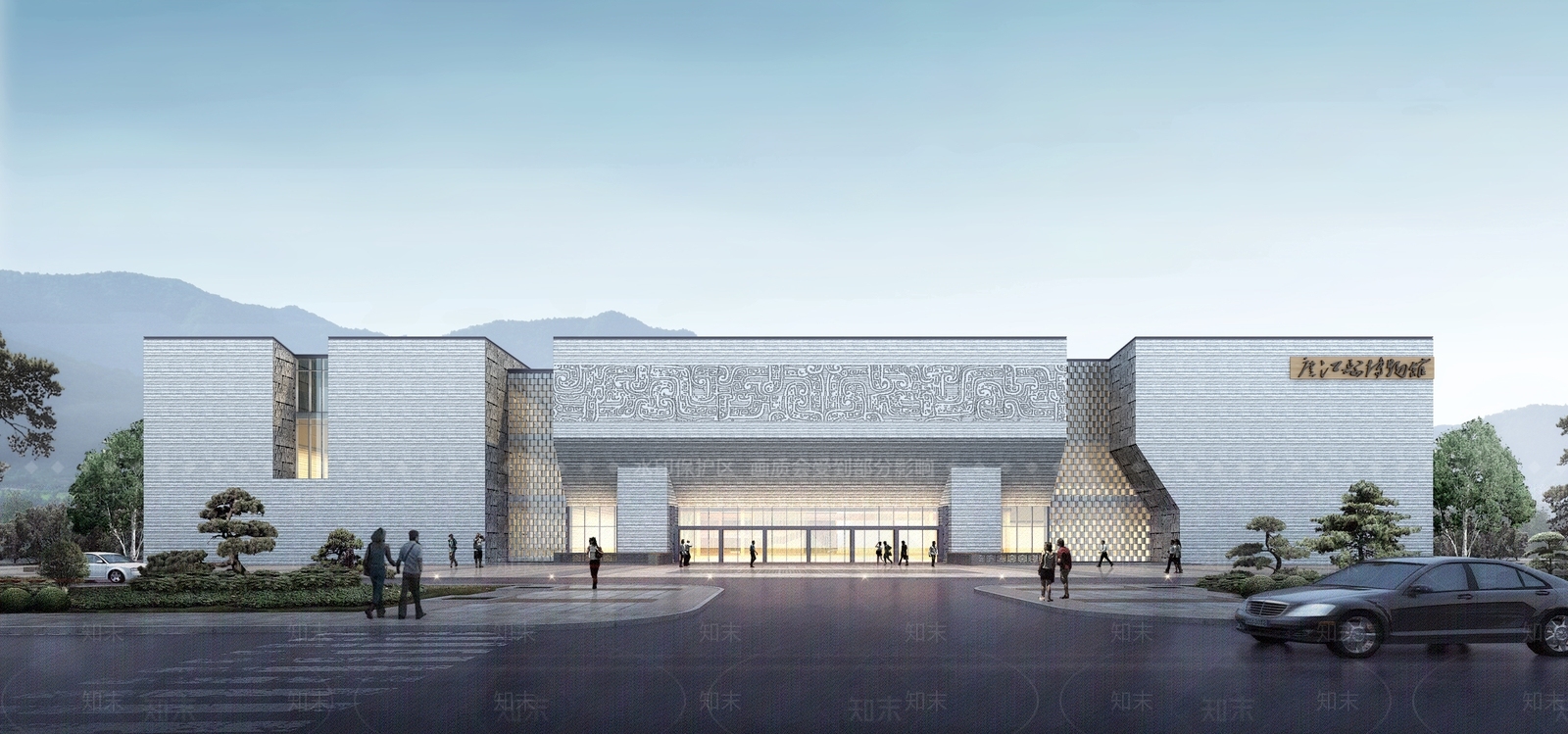 新中式现代展览馆建筑SU模型下载【ID:1194135480】