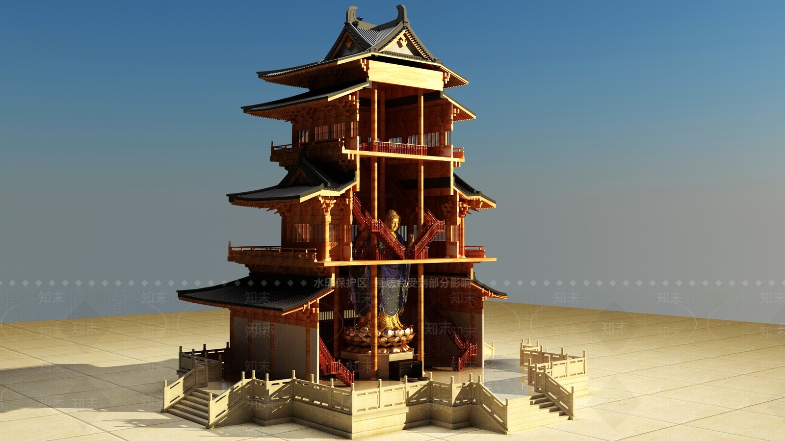 中古中式古建3D模型下载【ID:1194135541】