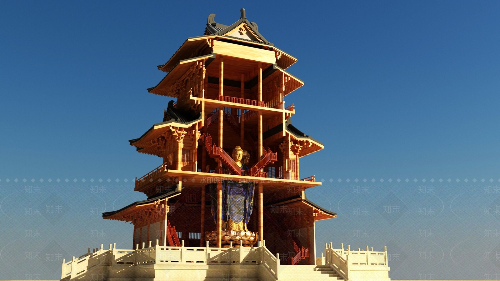 中古中式古建3D模型下载【ID:1194135541】