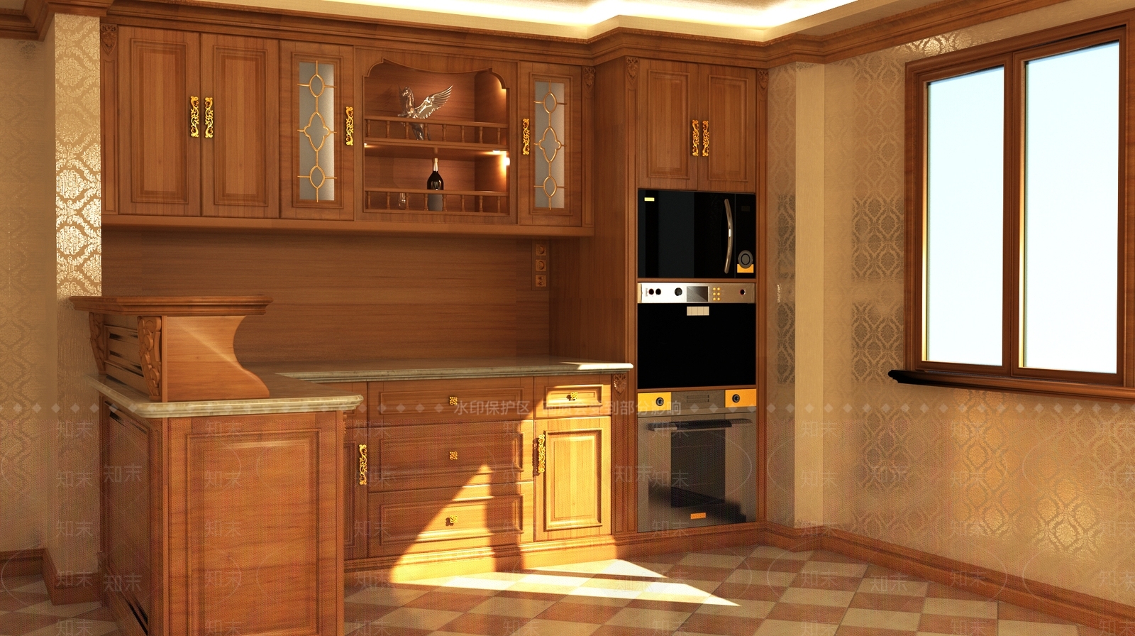 中式新中式开放式厨房3D模型下载【ID:1194135792】