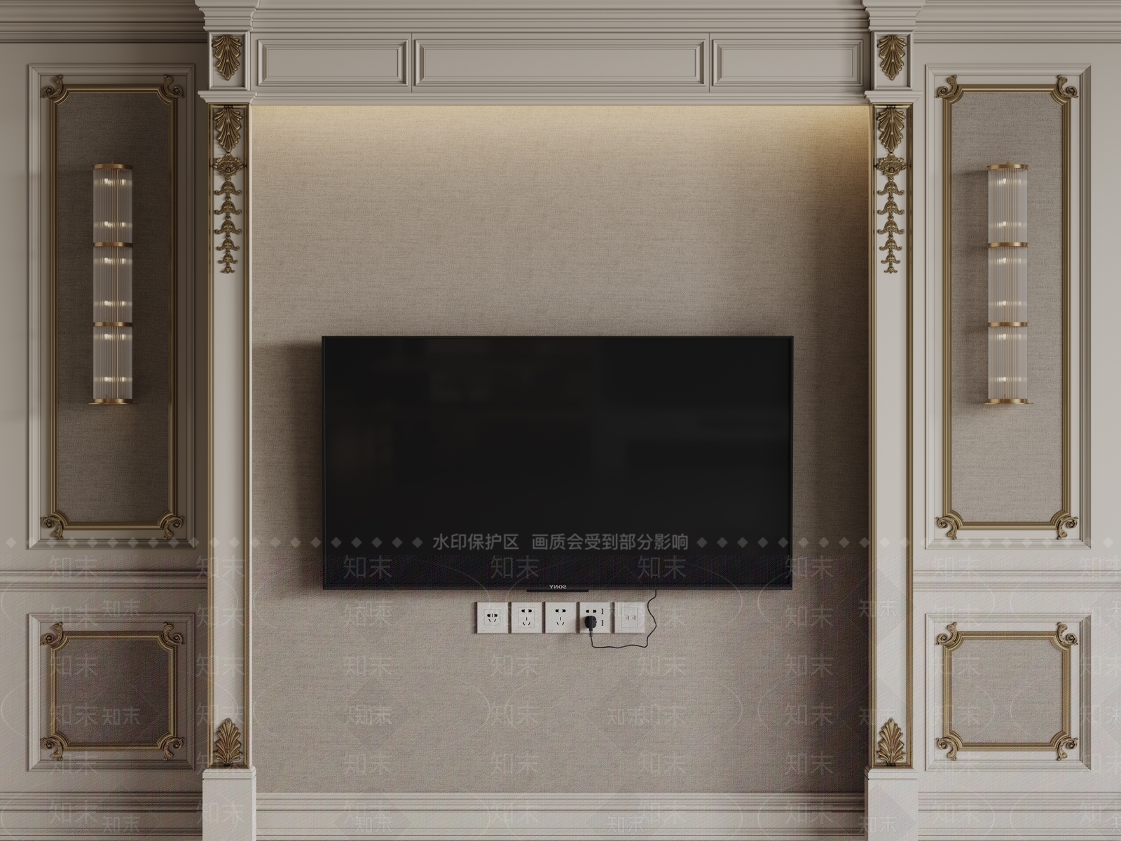 法式欧式背景墙SU模型下载【ID:1194137140】