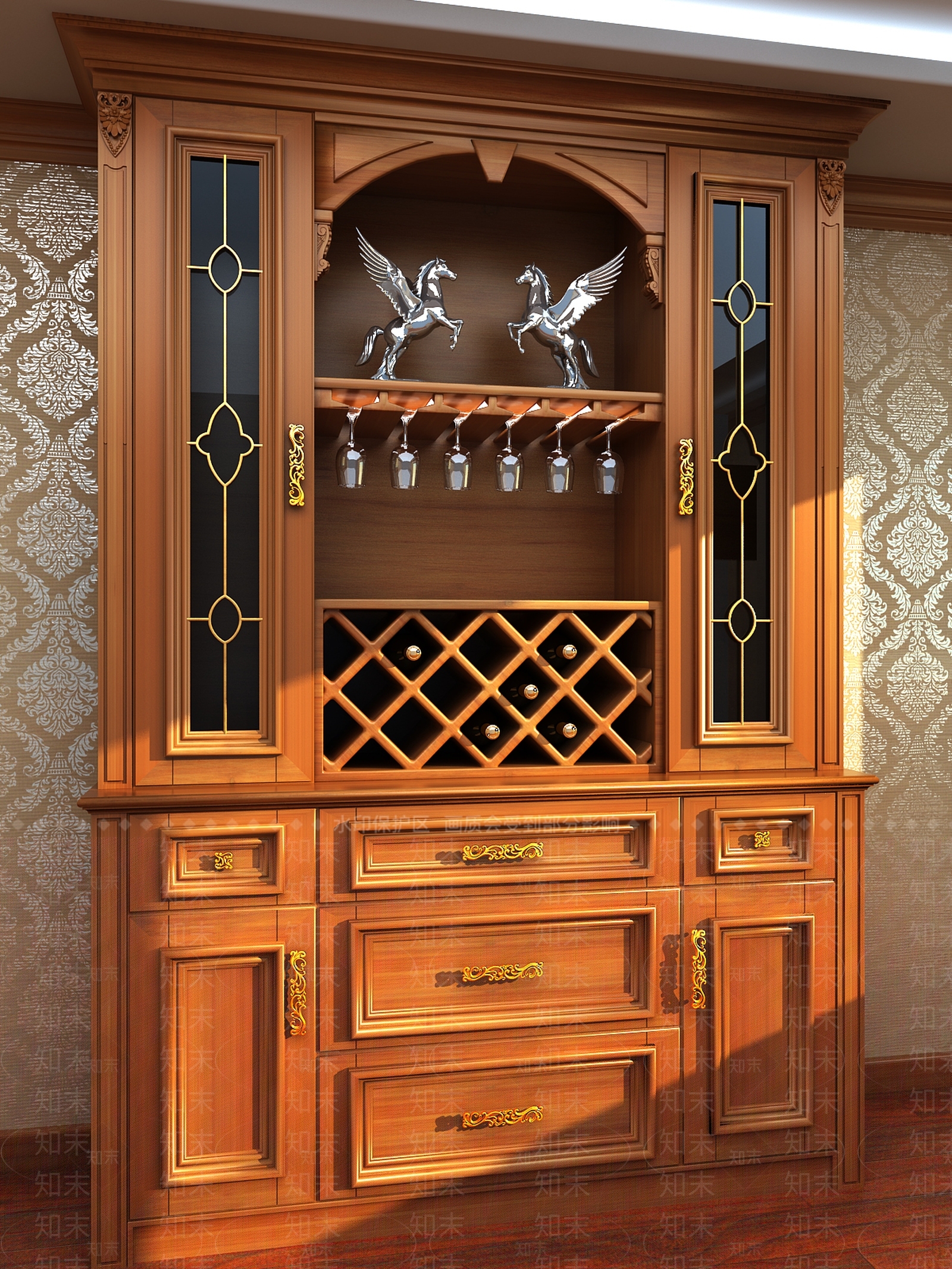 新中式中式酒柜3D模型下载【ID:1194136297】