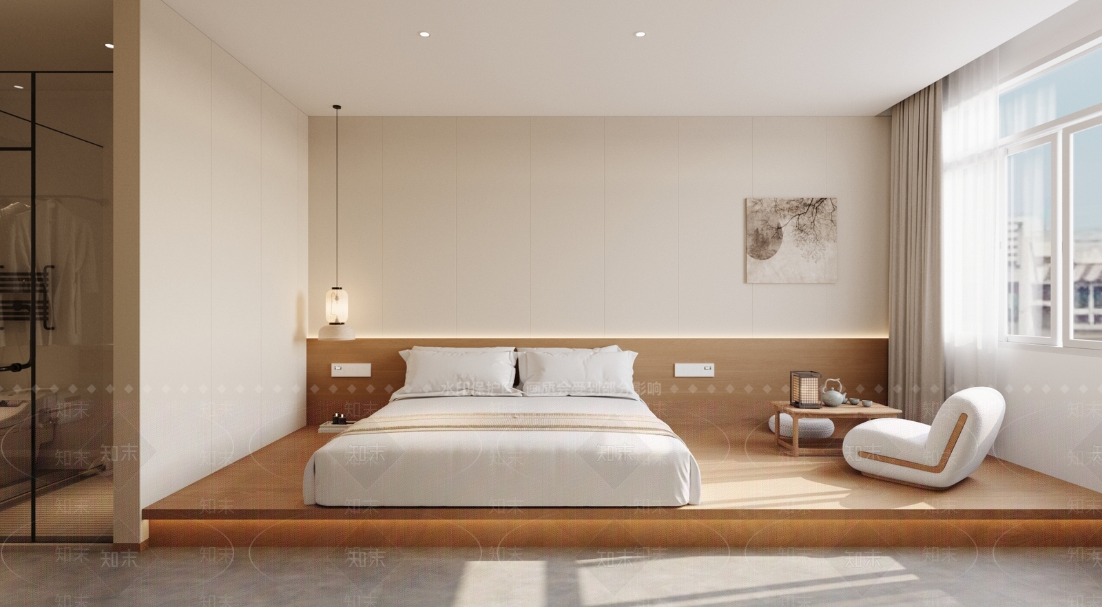侘寂酒店客房3D模型下载【ID:1215130392】