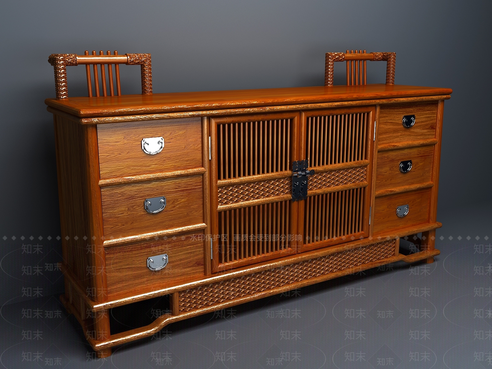 新中式中式餐边柜3D模型下载【ID:1194137583】