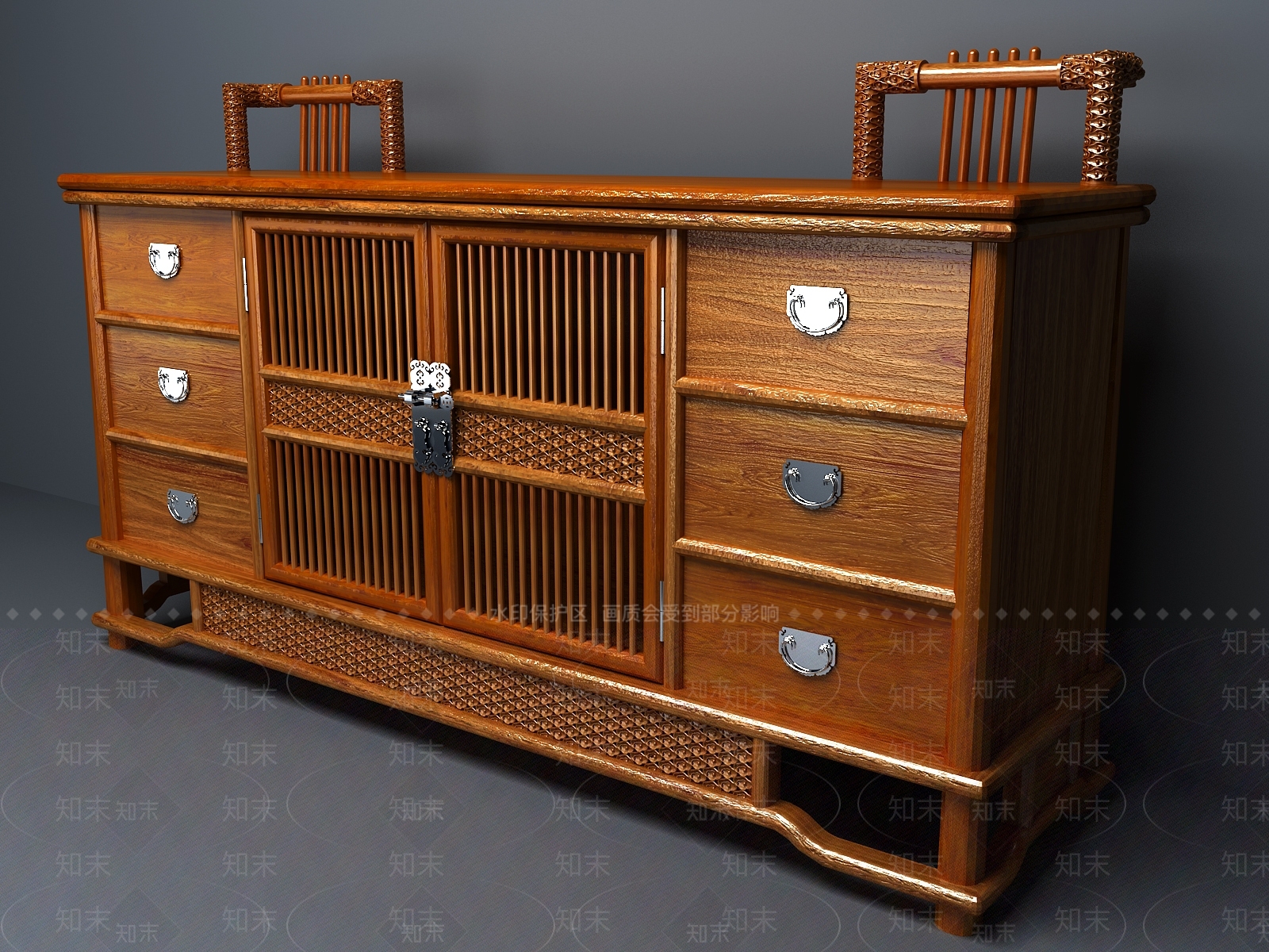 新中式中式餐边柜3D模型下载【ID:1194137583】