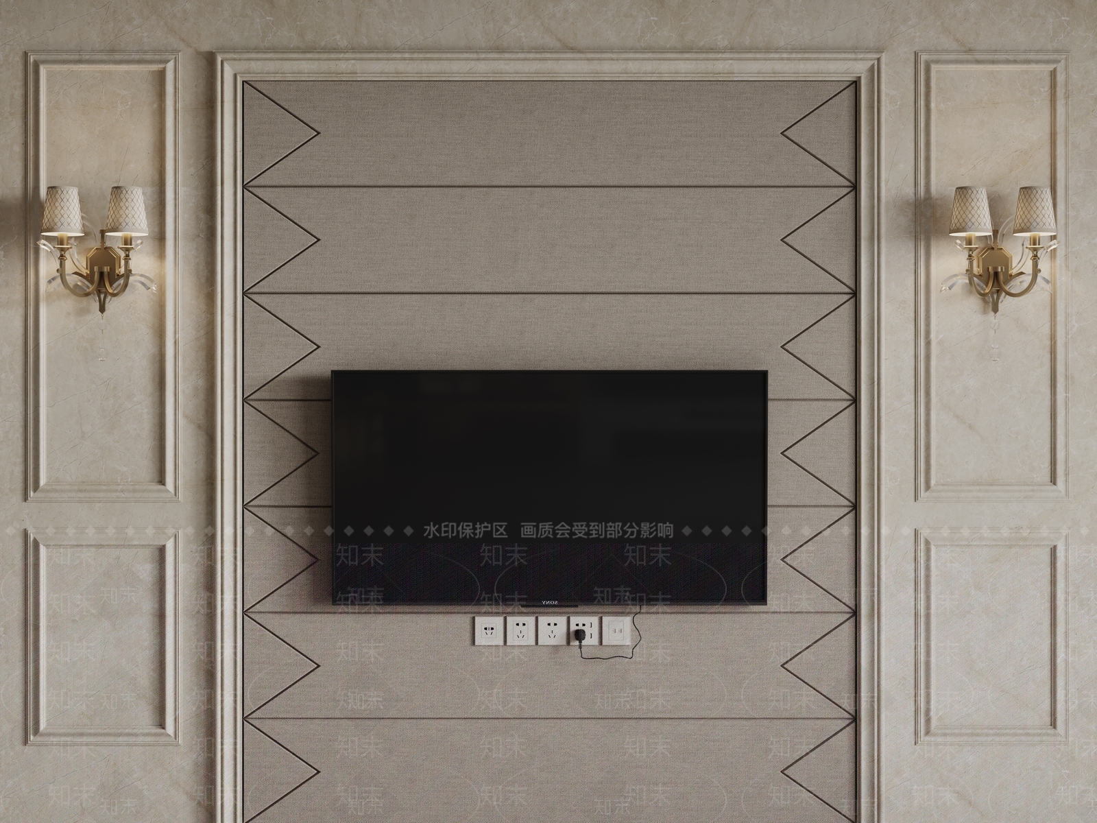 法式欧式背景墙SU模型下载【ID:1194138960】