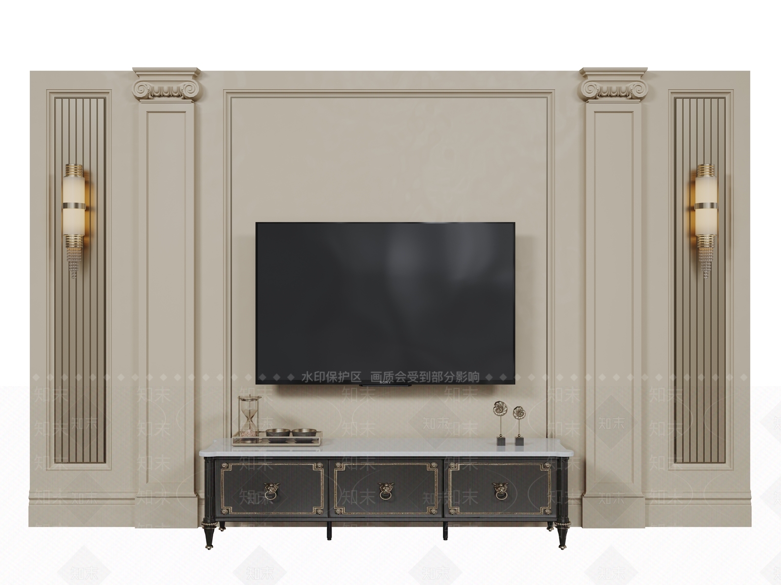 法式欧式背景墙SU模型下载【ID:1194138922】