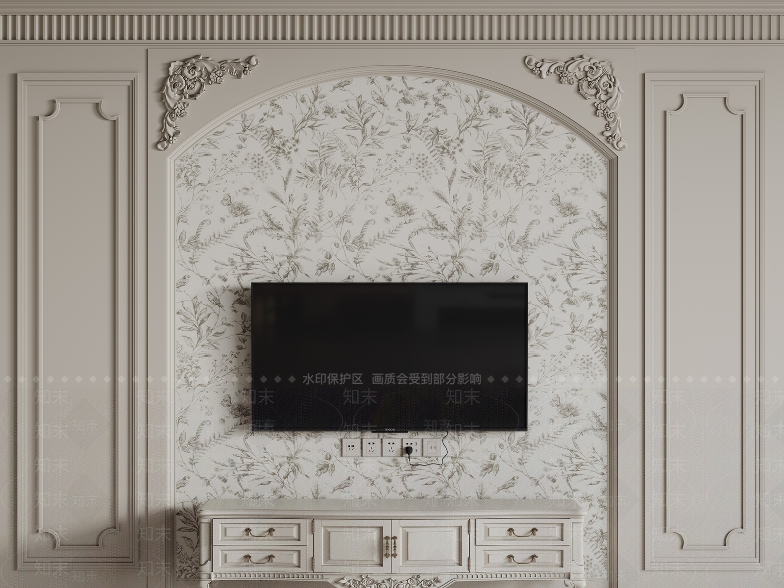 法式欧式背景墙SU模型下载【ID:1194138967】