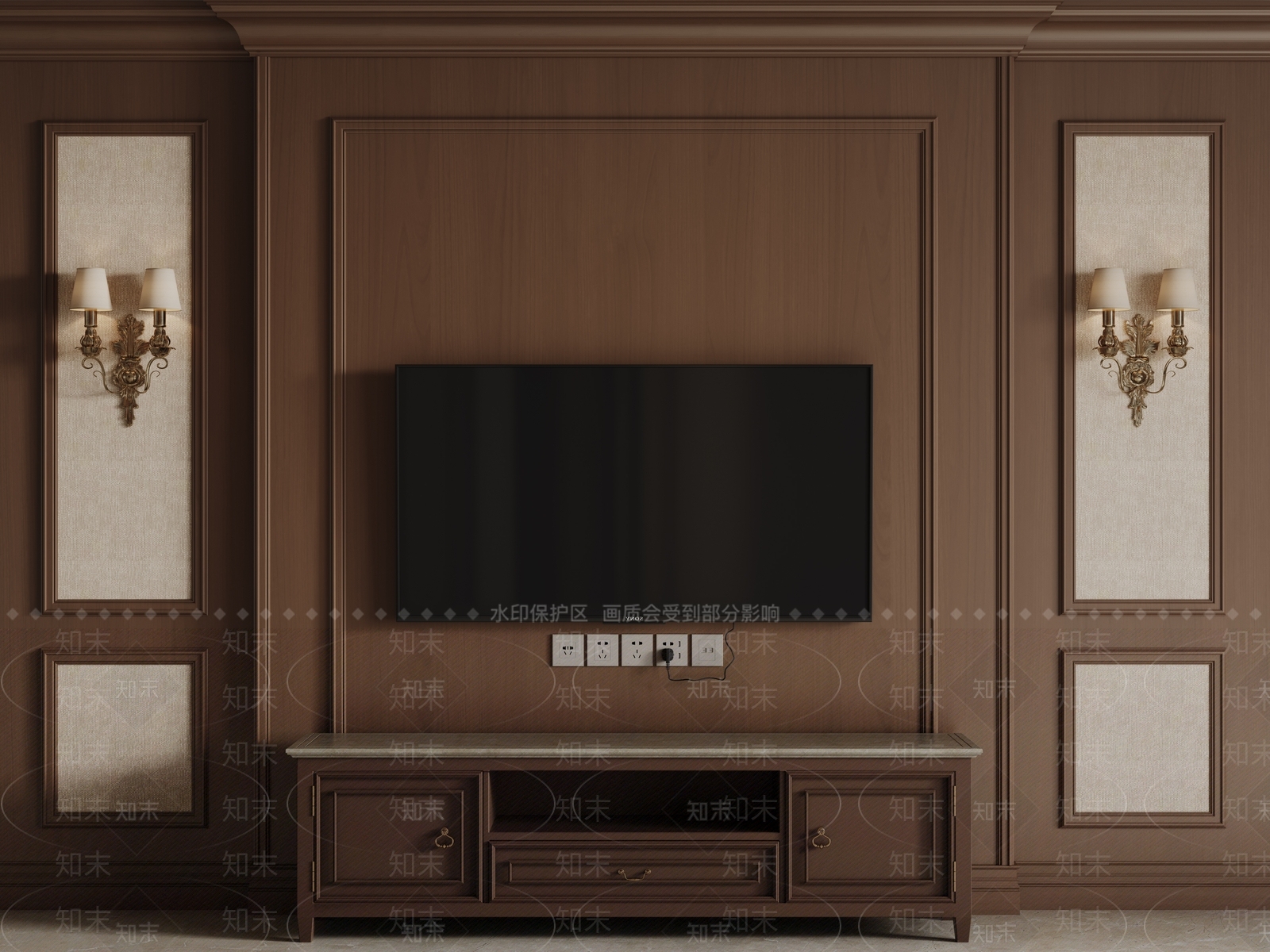 法式欧式背景墙SU模型下载【ID:1194139835】