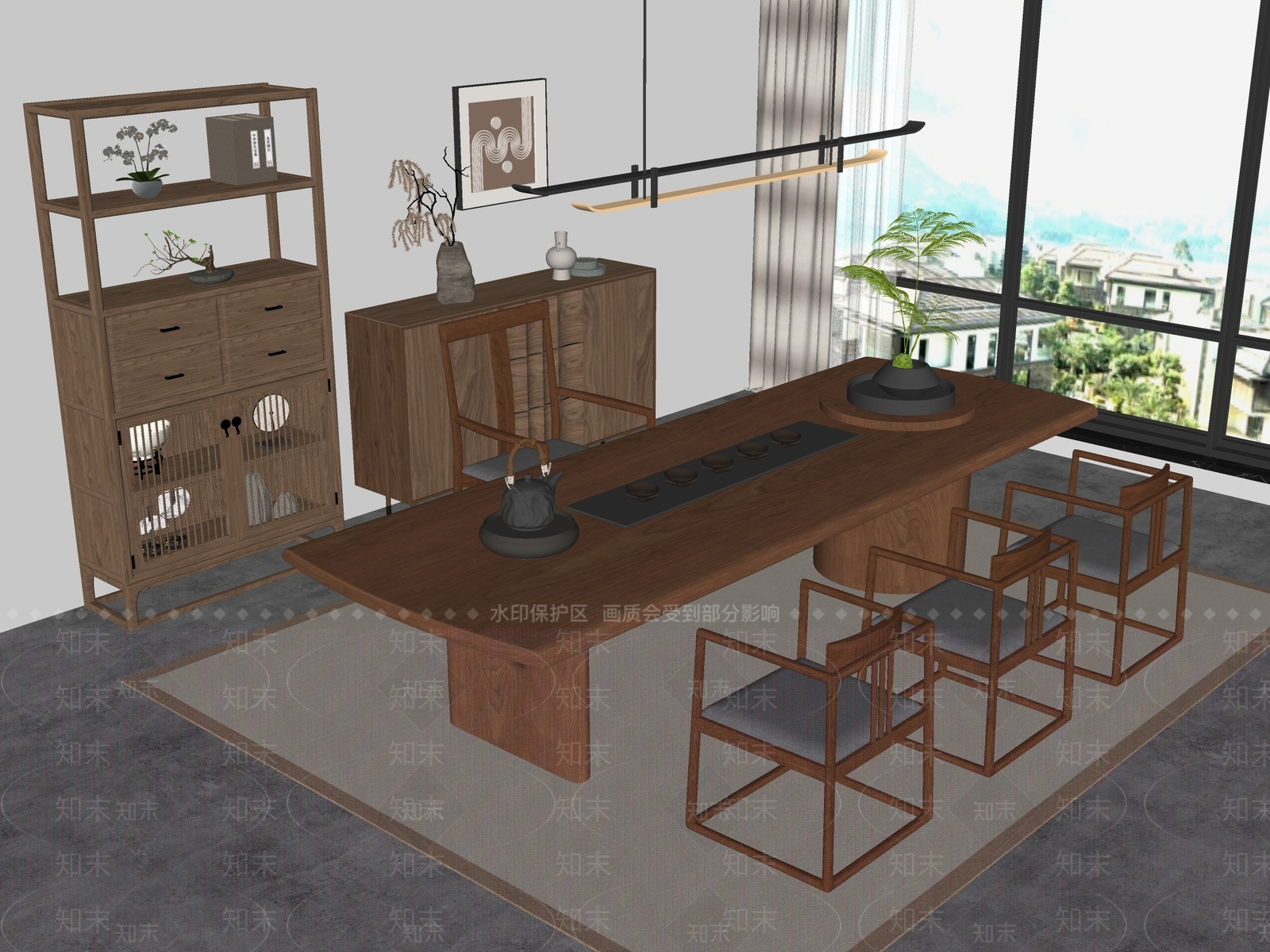 新中式中式茶室SU模型下载【ID:1194139616】