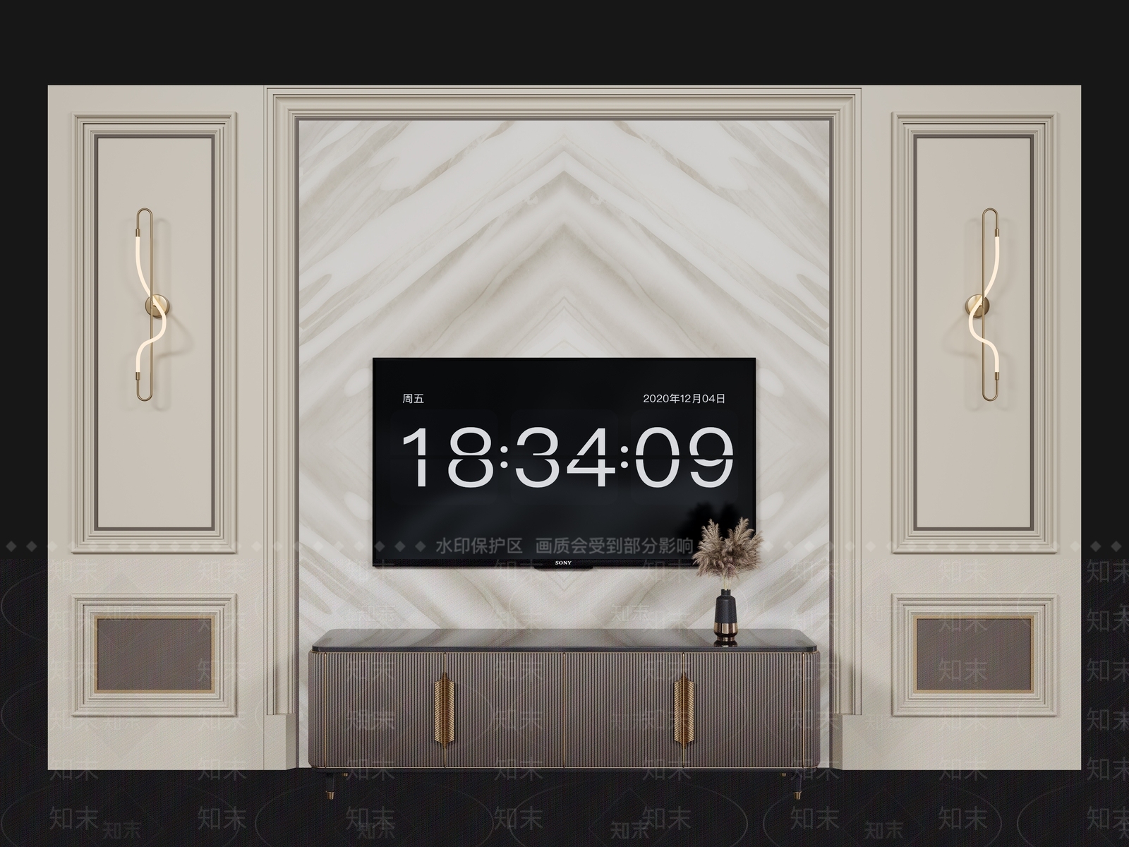 法式欧式背景墙SU模型下载【ID:1194140081】