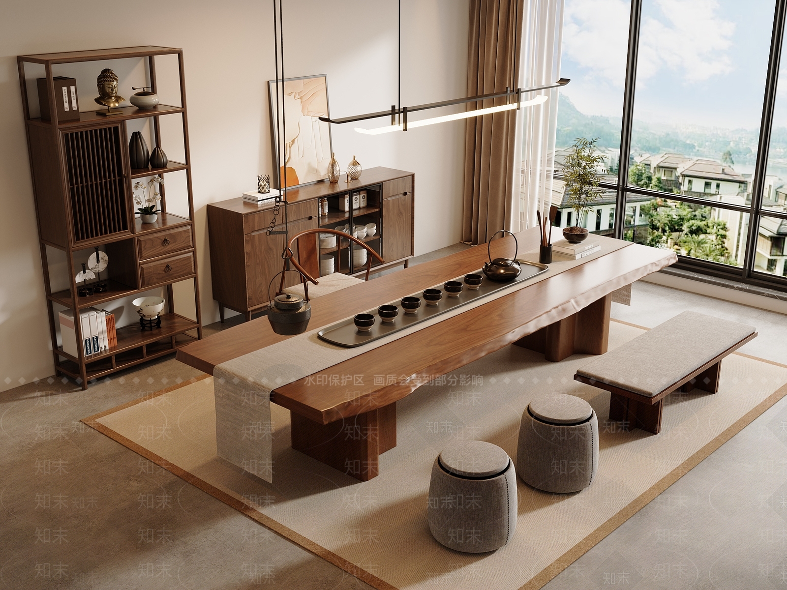 新中式中式茶室3D模型下载【ID:1194140324】
