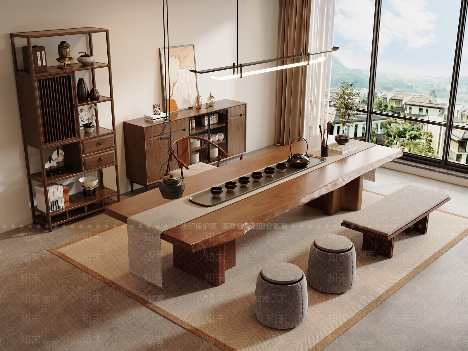 新中式中式茶室SU模型下载【ID:1194140402】