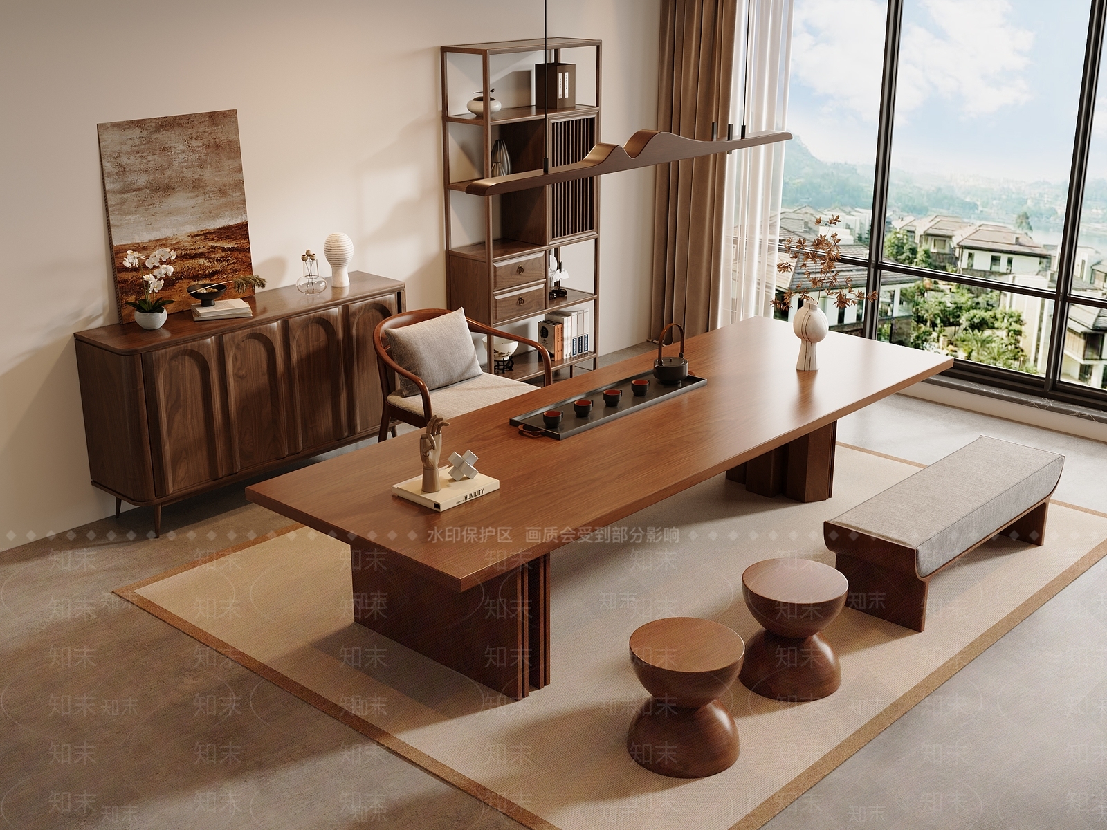 新中式中式茶室3D模型下载【ID:1194141156】