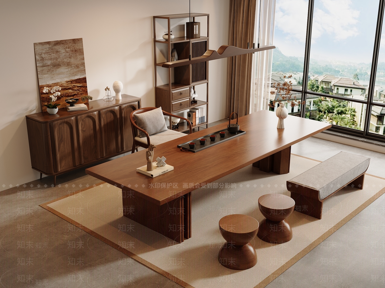 新中式中式茶室SU模型下载【ID:1194141243】