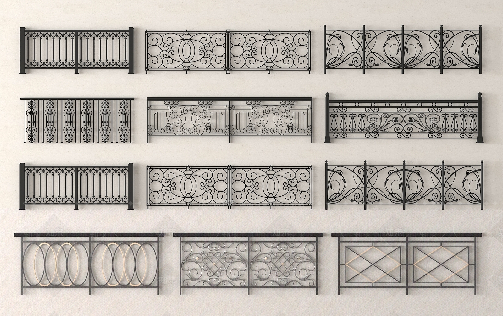 欧式栏杆3D模型下载【ID:1194145467】