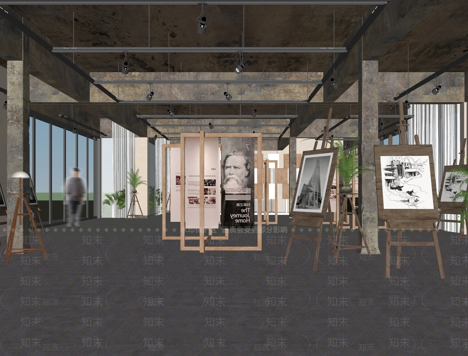 工业现代博物馆展厅SU模型下载【ID:1194149353】