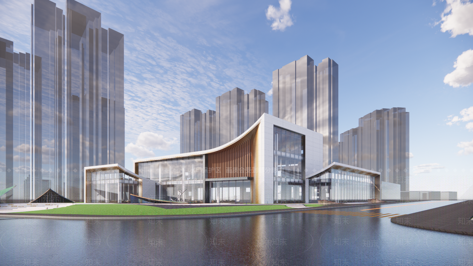 现代售楼处建筑SU模型下载【ID:1194149371】