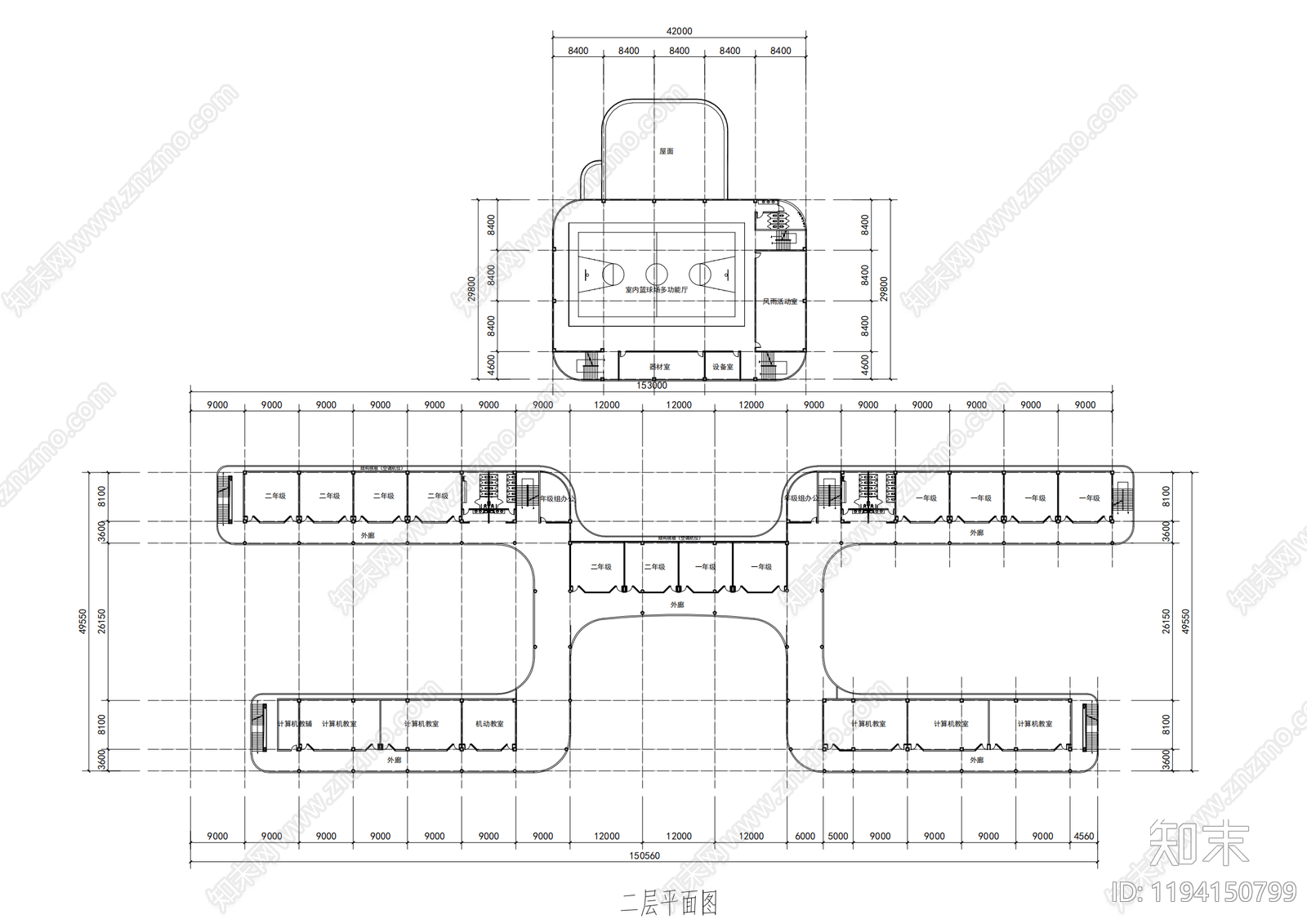 现代学校建筑cad施工图下载【ID:1194150799】