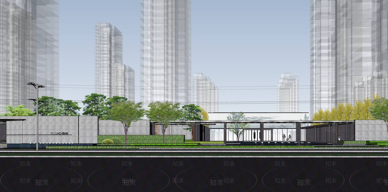 现代极简小区建筑SU模型下载【ID:1194150953】