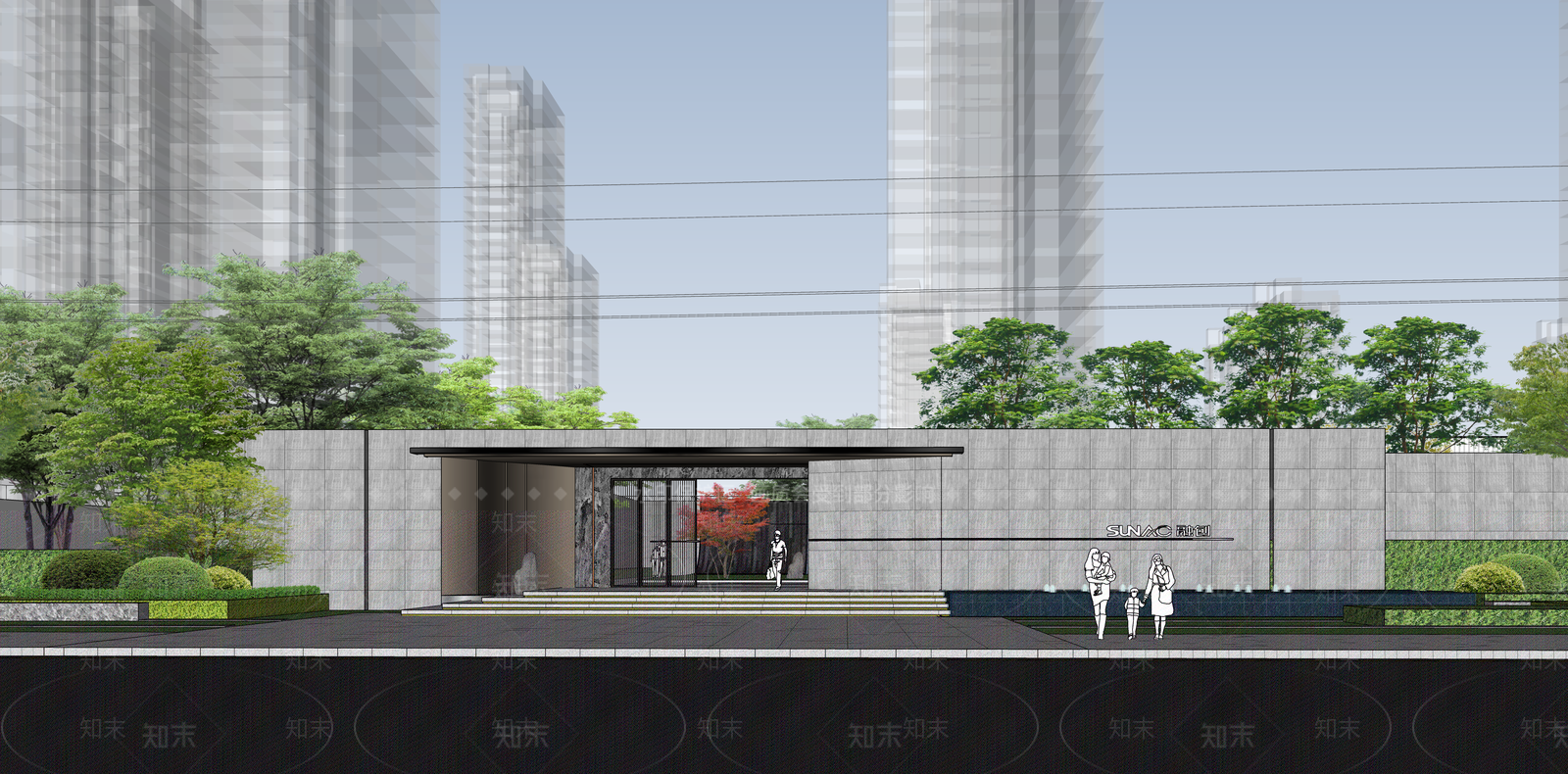 现代极简小区建筑SU模型下载【ID:1194150953】