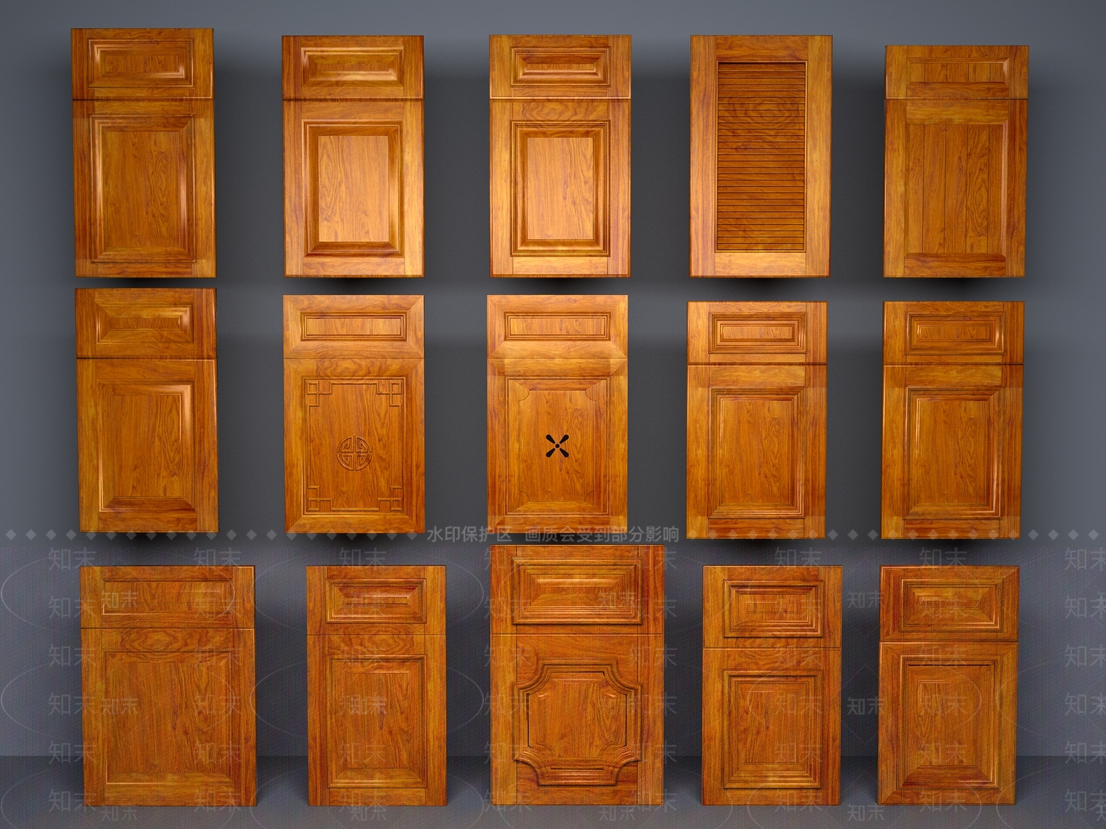 中式新中式柜门3D模型下载【ID:1194152505】