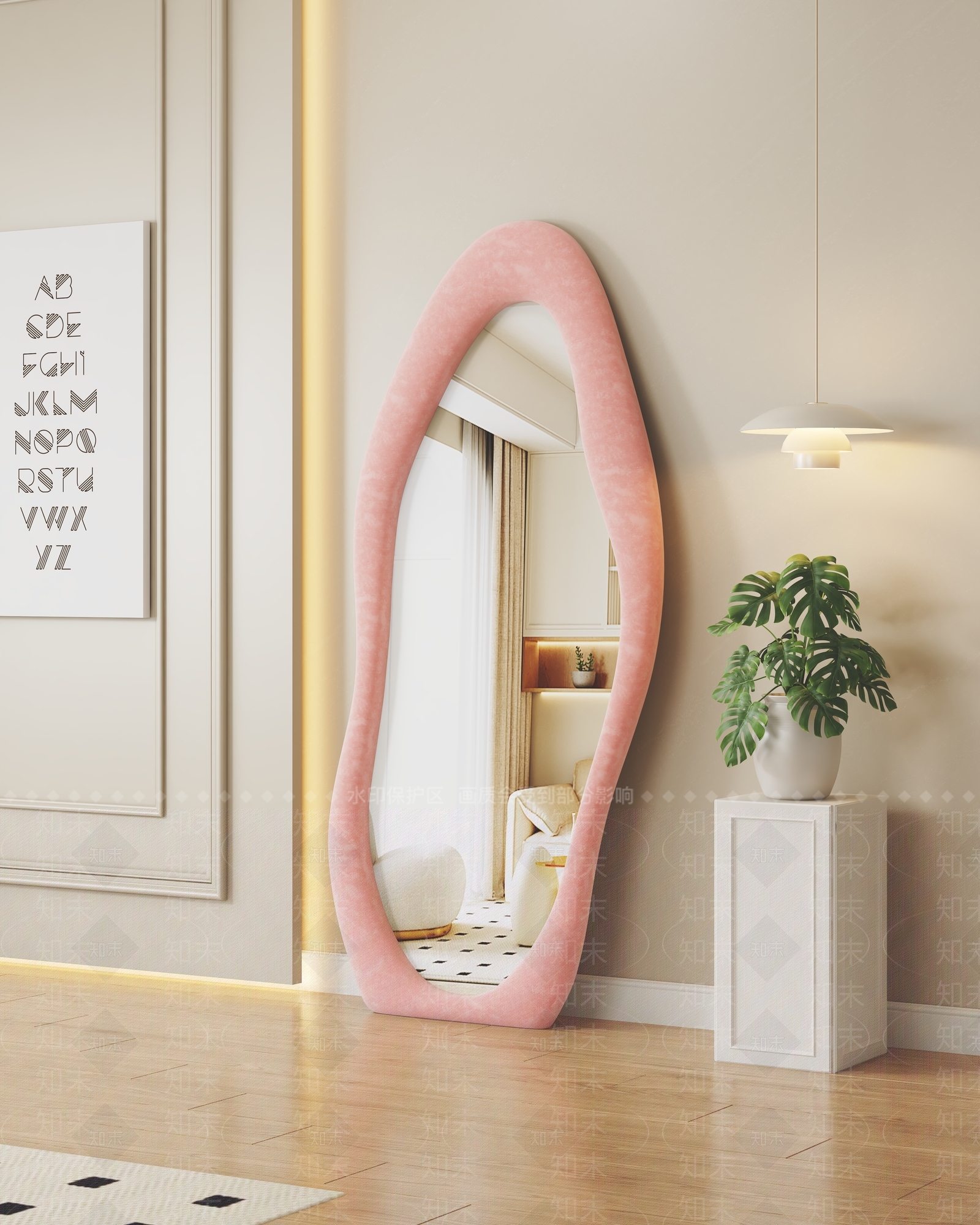 现代奶油镜子3D模型下载【ID:1194156226】
