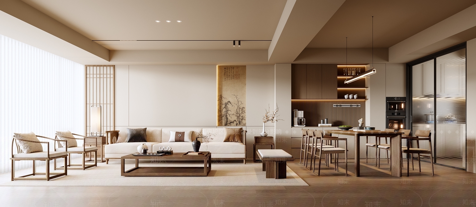 新中式中式宋式客餐厅3D模型下载【ID:1194156567】