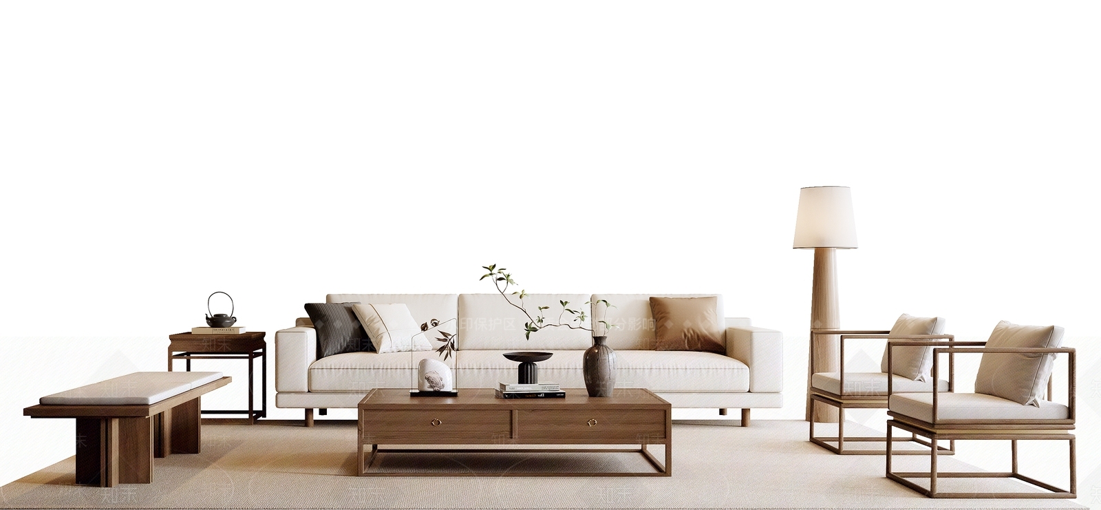 新中式中式沙发组合3D模型下载【ID:1194157021】