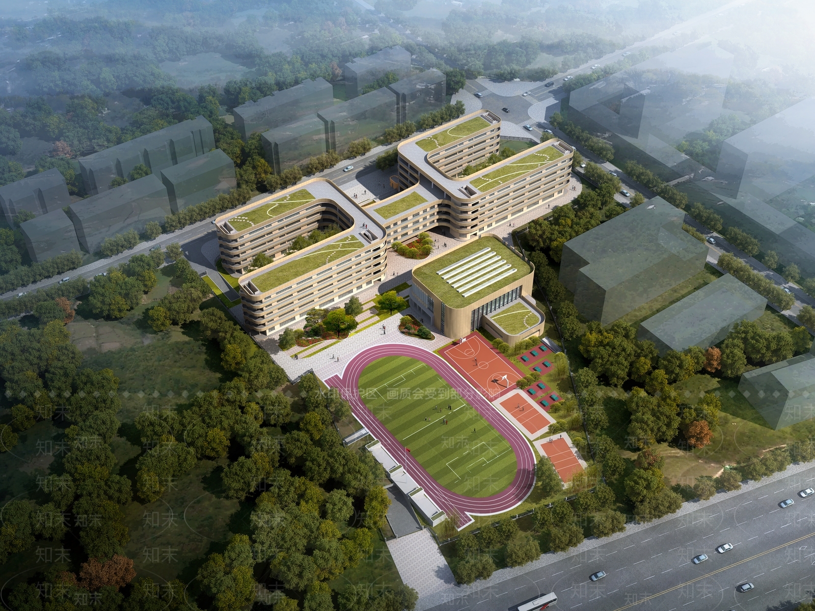 现代学校建筑SU模型下载【ID:1194158616】
