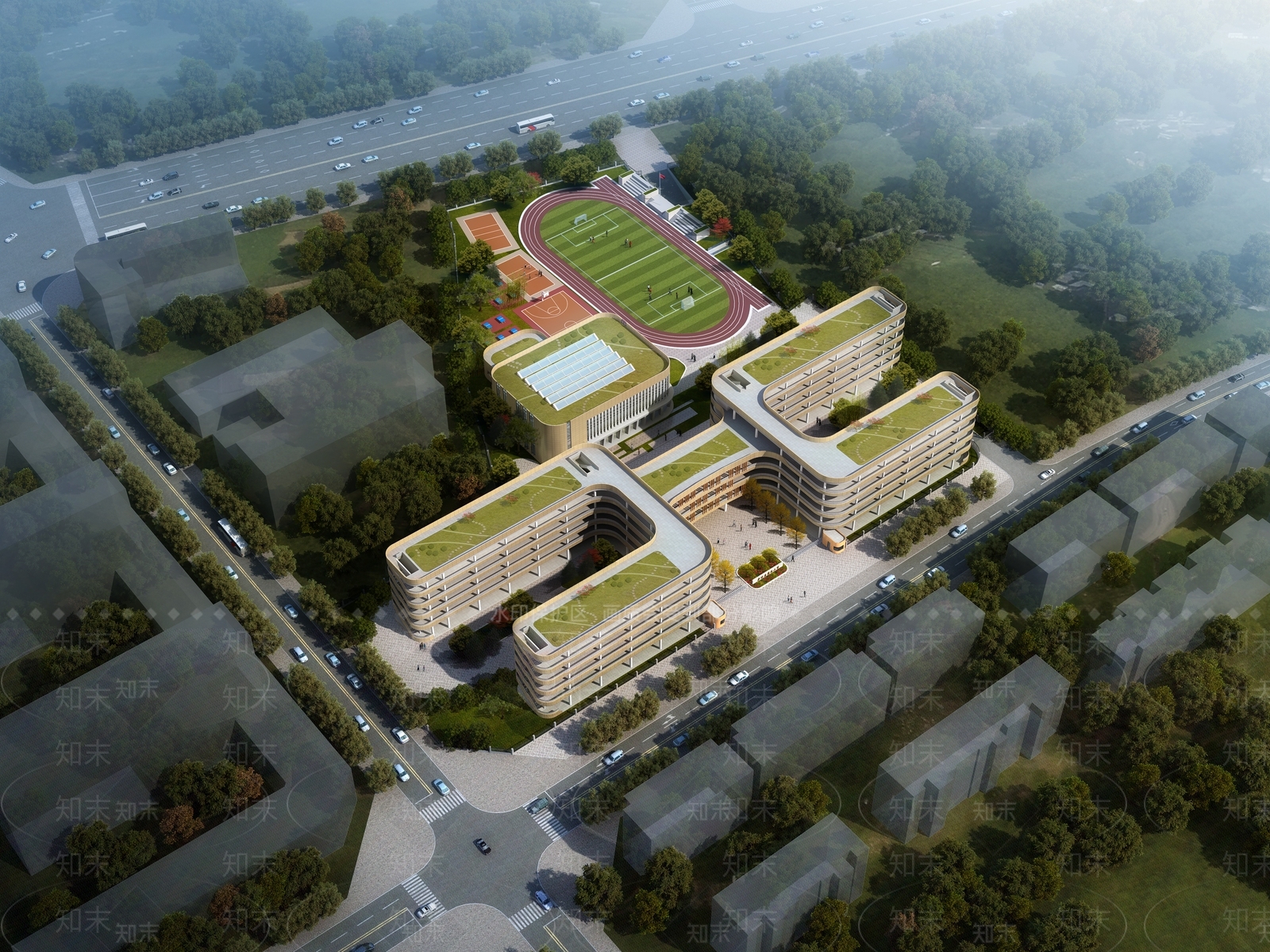 现代学校建筑SU模型下载【ID:1194158616】