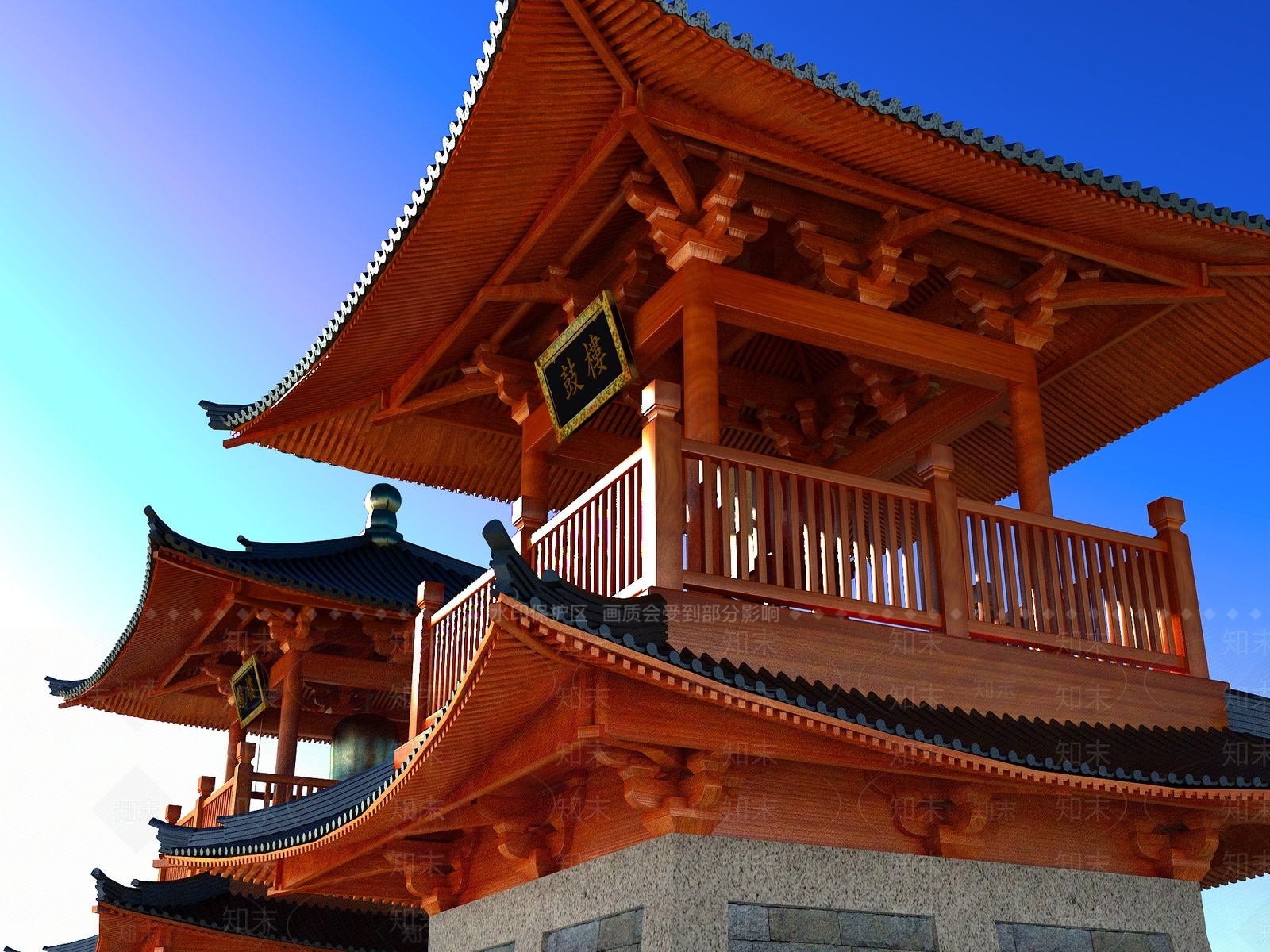 中式中古古建3D模型下载【ID:1194159400】