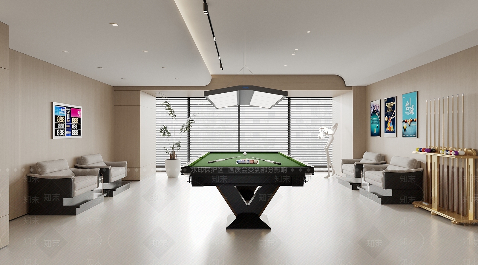 现代台球室3D模型下载【ID:1194162045】