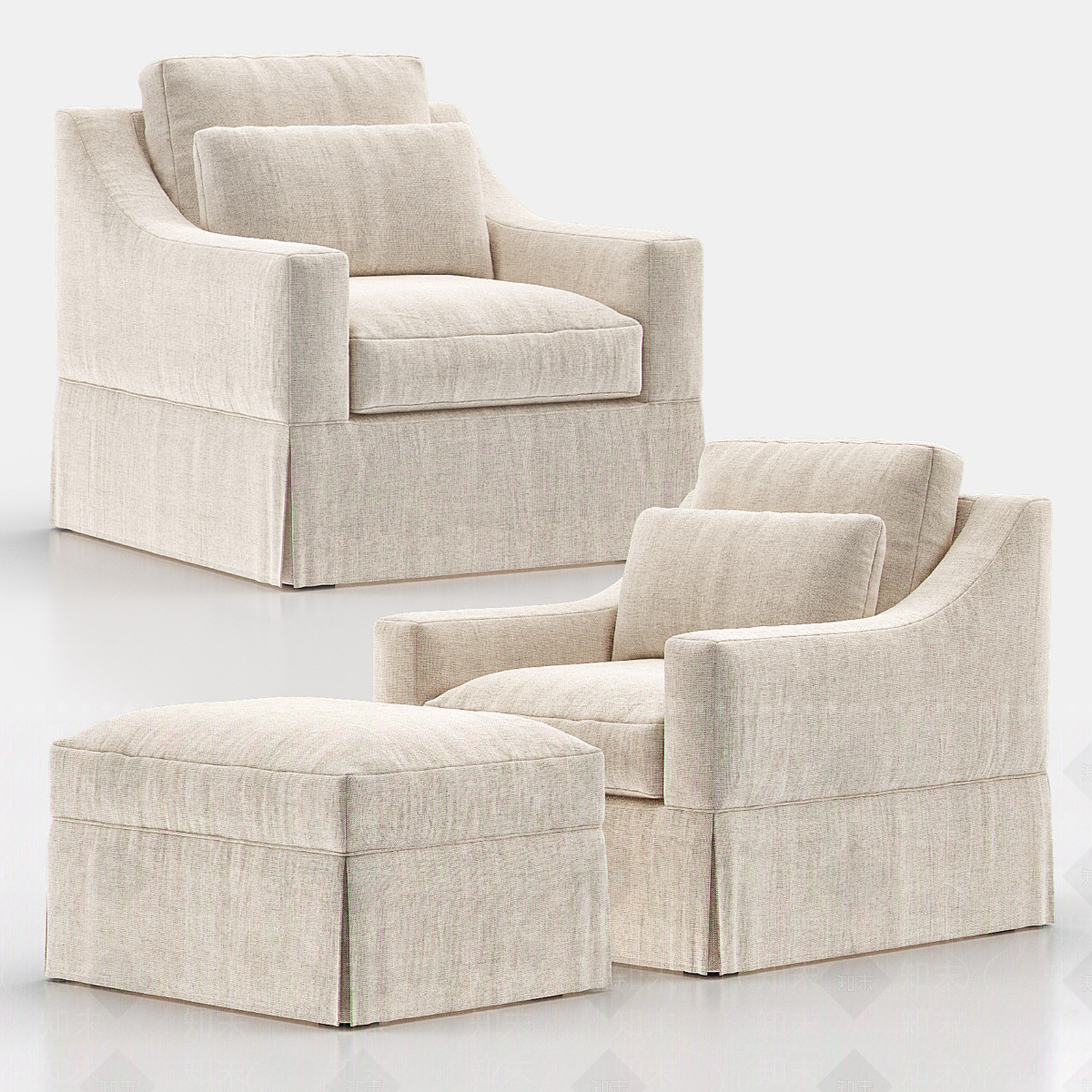 美式简约休闲椅3D模型下载【ID:1194172419】