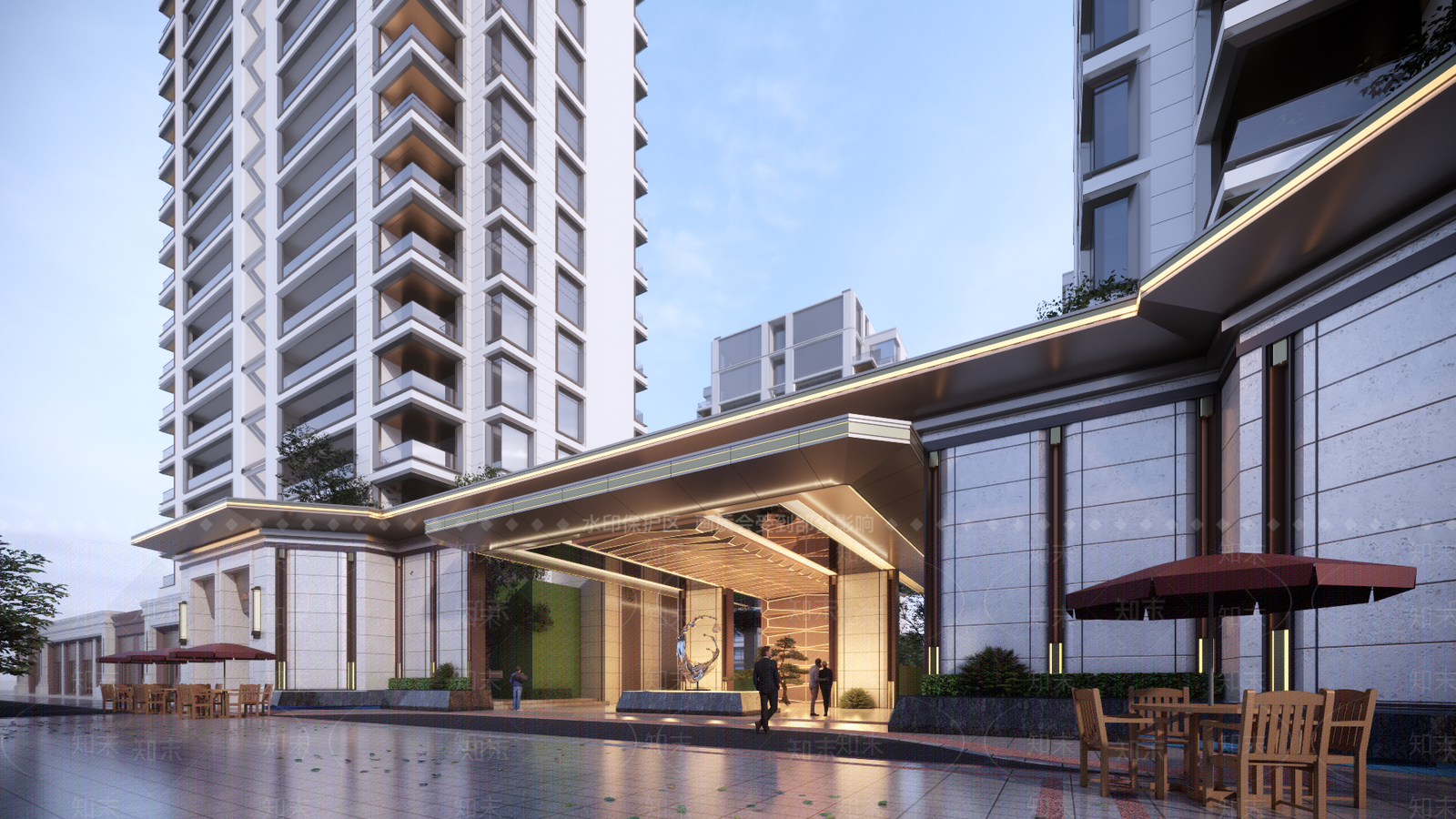 现代小区建筑SU模型下载【ID:1194175357】