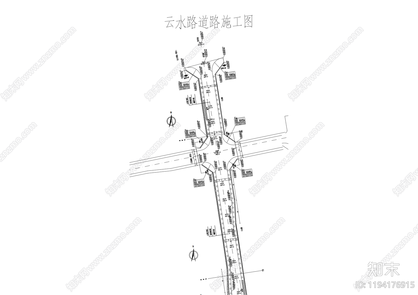 现代道路绿化施工图下载【ID:1194176915】