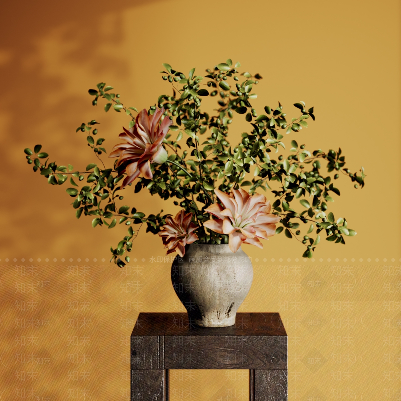 新中式侘寂花艺SU模型下载【ID:1194183546】