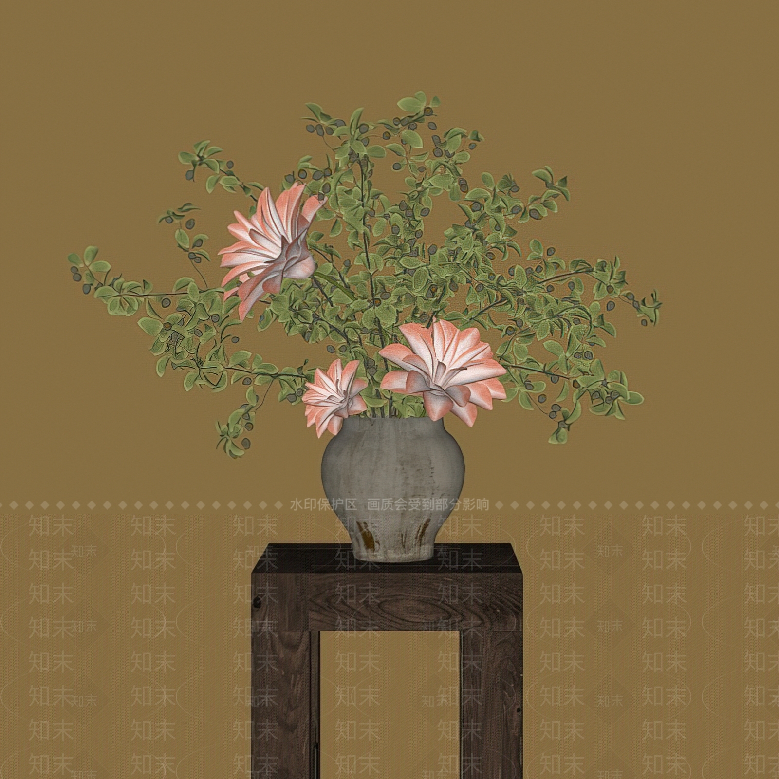 新中式侘寂花艺SU模型下载【ID:1194183546】