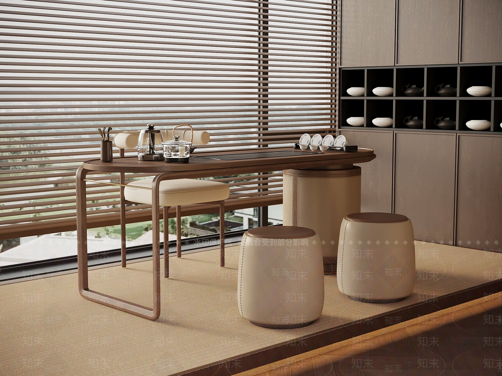 新中式茶桌椅3D模型下载【ID:1194185266】