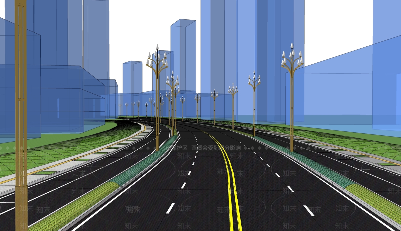 现代道路SU模型下载【ID:1194185943】