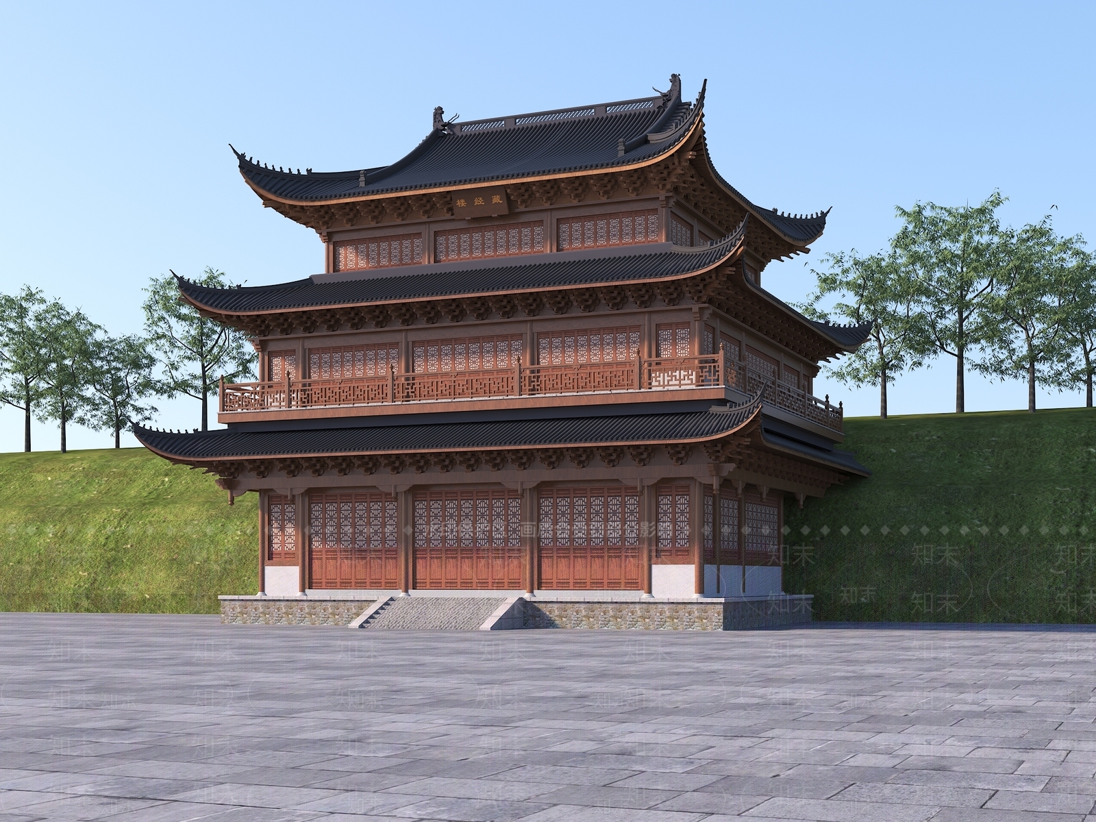 新中式中式古建3D模型下载【ID:1194187110】