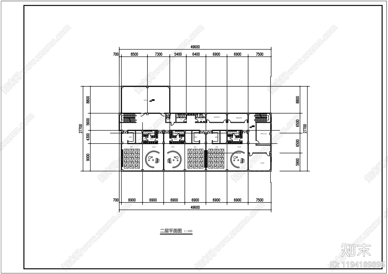 现代幼儿园建筑cad施工图下载【ID:1194189896】