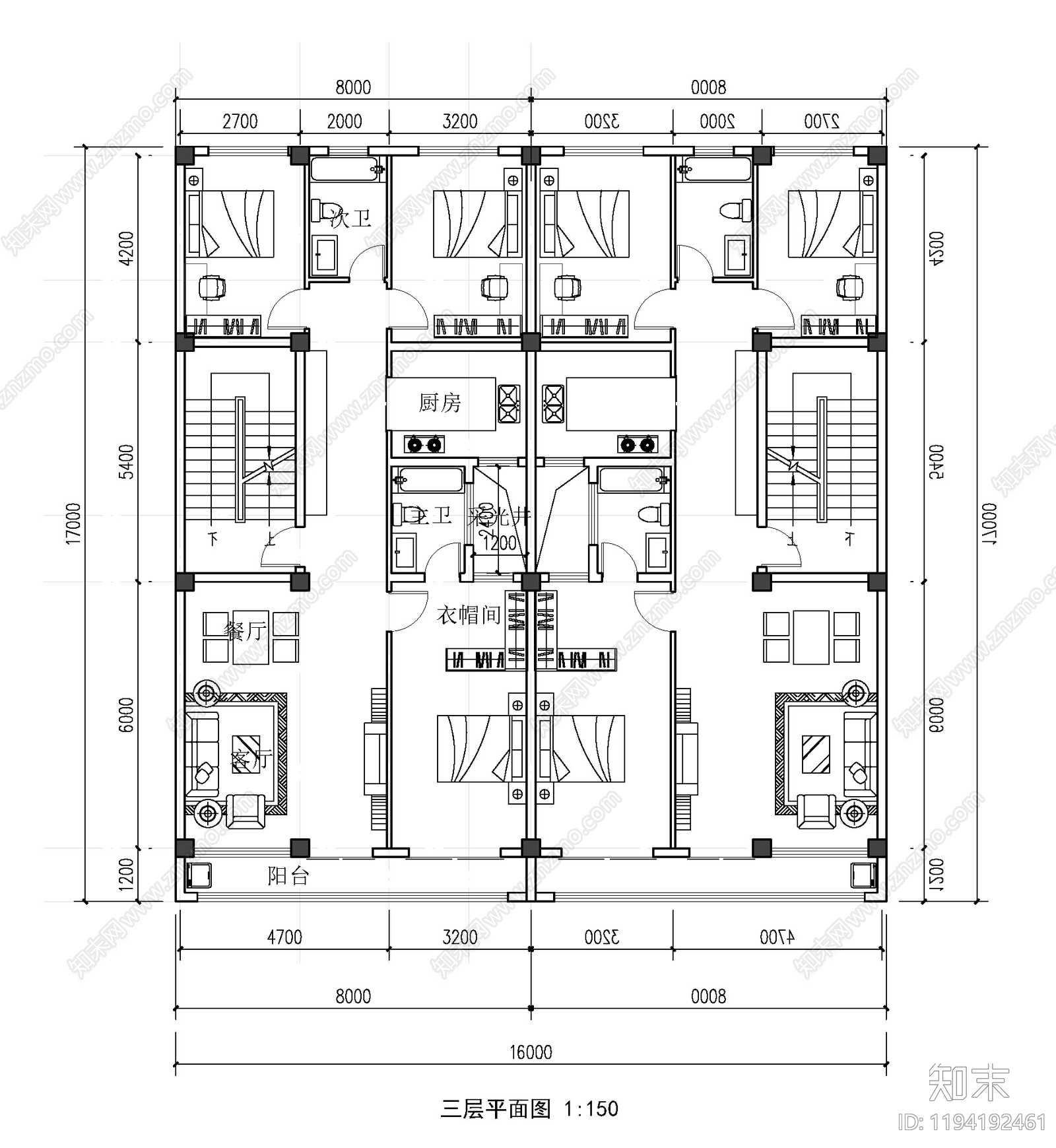 家装平面图施工图下载【ID:1194192461】