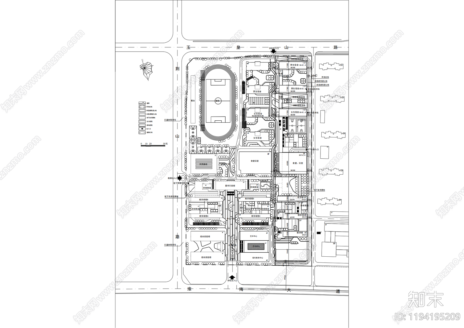 现代学校建筑cad施工图下载【ID:1194195209】