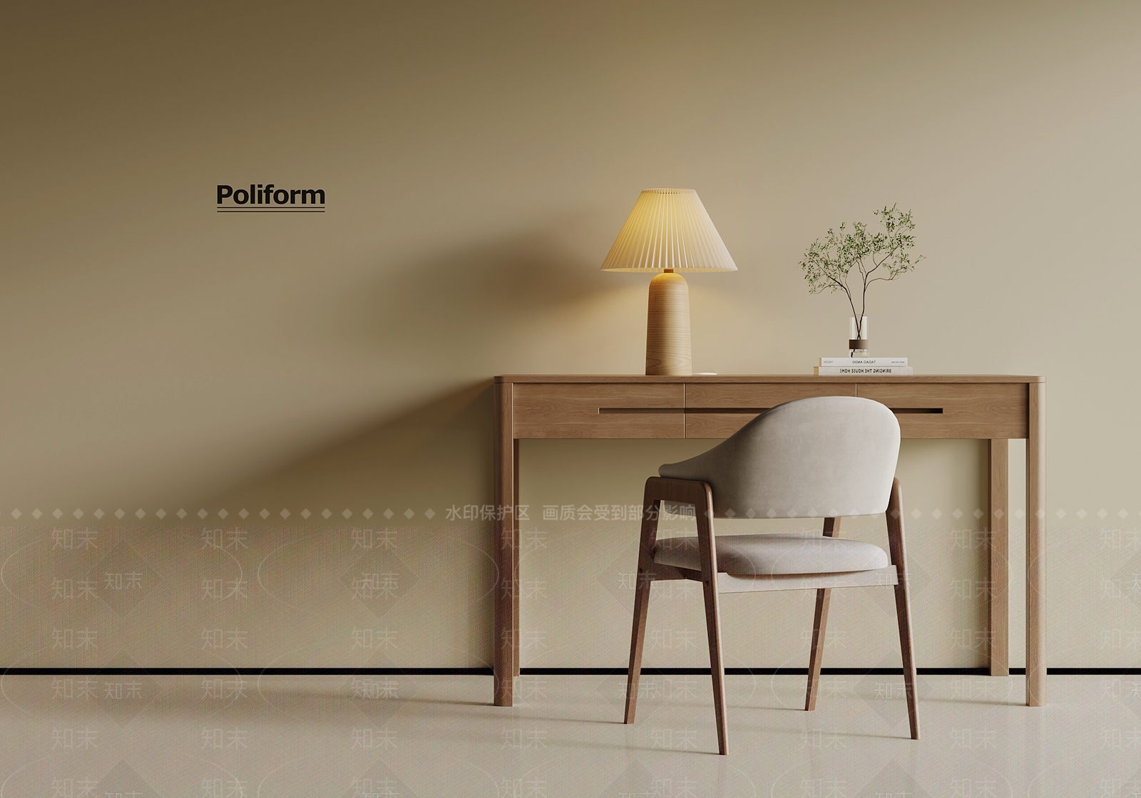 新中式书桌椅3D模型下载【ID:1194195353】