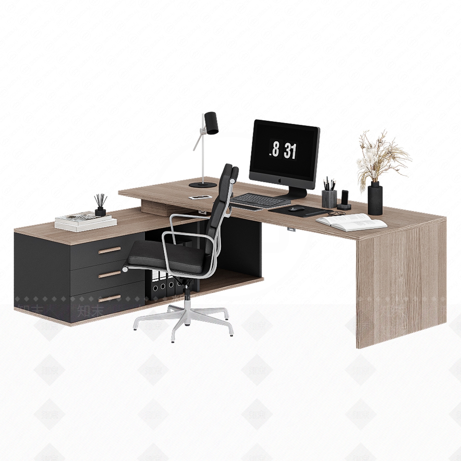 现代办公桌3D模型下载【ID:1194196563】