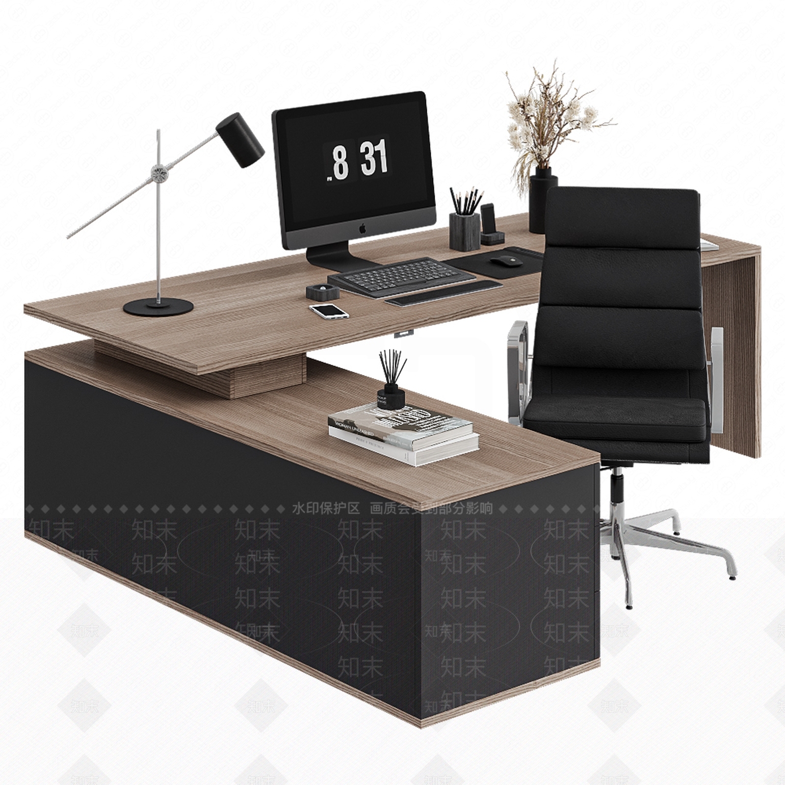 现代办公桌3D模型下载【ID:1194196563】
