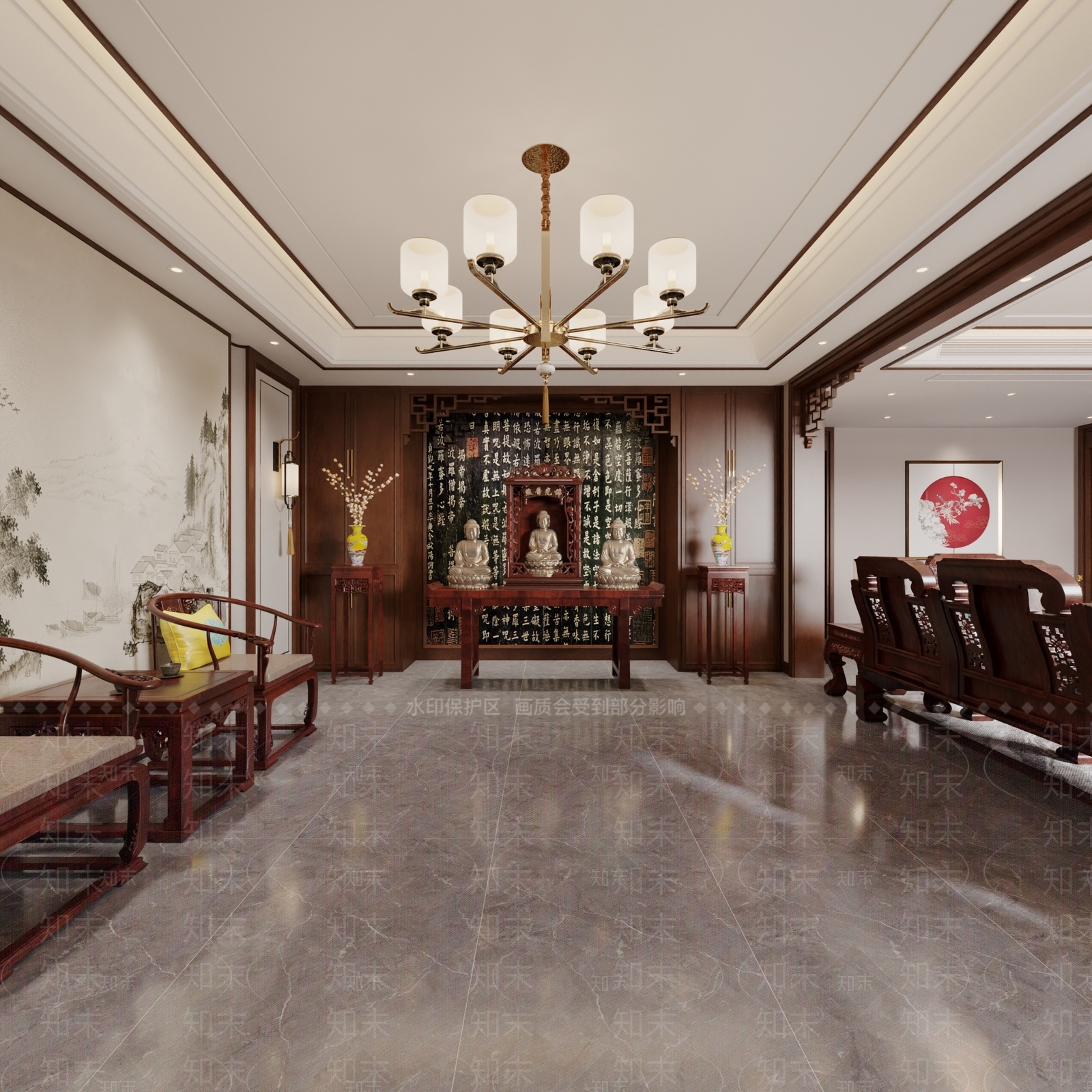 新中式中式佛堂3D模型下载【ID:1194196695】