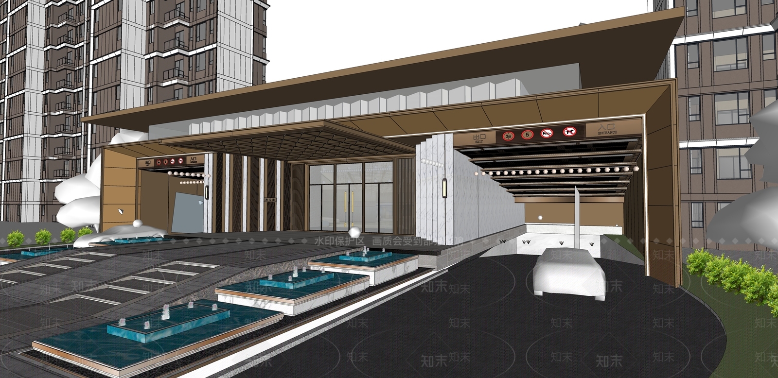 现代小区建筑SU模型下载【ID:1194197940】