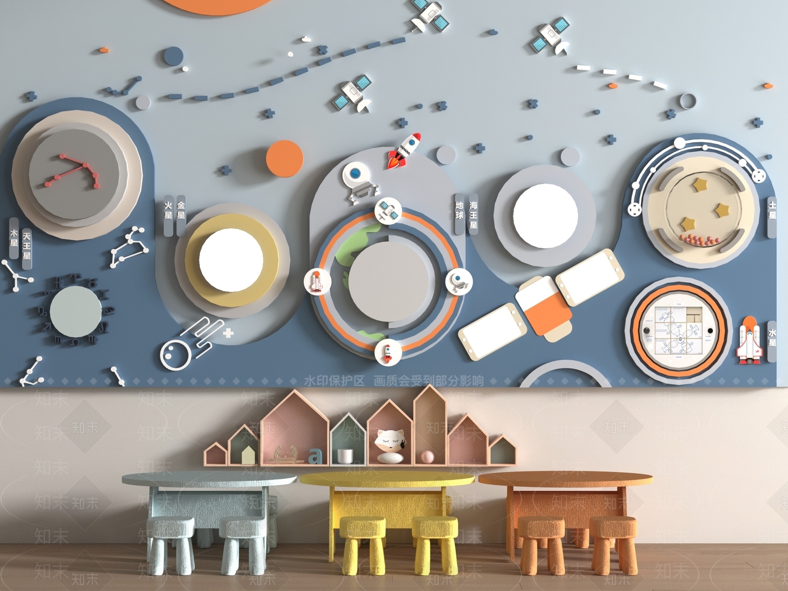 现代其他墙面3D模型下载【ID:1194200616】